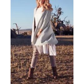 Solid Color Irregular Loose Mid-length Cardigan