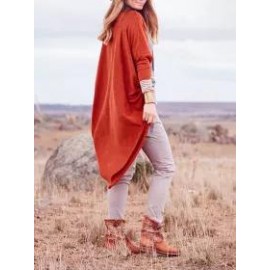 Solid Color Irregular Loose Mid-length Cardigan