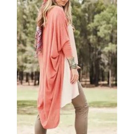 Solid Color Irregular Loose Mid-length Cardigan
