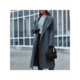 Elegant Women's Lapel Fashion Woolen Coat Coat