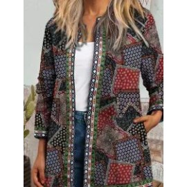 Women's Daily RegularCasual Long Sleeve Color Block Cardigan