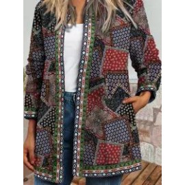 Women's Daily RegularCasual Long Sleeve Color Block Cardigan