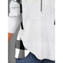Casual Plaid Print Long Sleeves Hoodie Sweatshirt