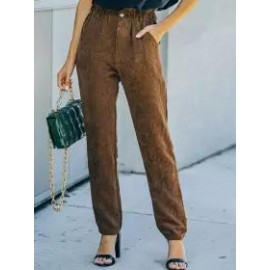 Ladies Fashion Solid Color Casual Pants