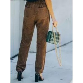 Ladies Fashion Solid Color Casual Pants