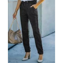 Ladies Fashion Solid Color Casual Pants