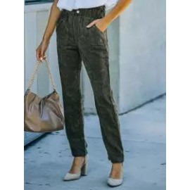 Ladies Fashion Solid Color Casual Pants
