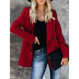 Casual Button Lapel Solid Blazer