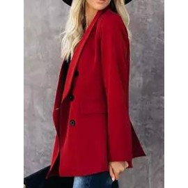 Casual Button Lapel Solid Blazer