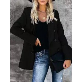 Casual Button Lapel Solid Blazer