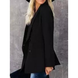 Casual Button Lapel Solid Blazer