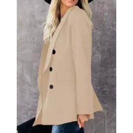 Casual Button Lapel Solid Blazer