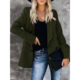Casual Button Lapel Solid Blazer