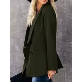 Casual Button Lapel Solid Blazer