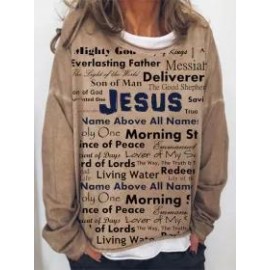 Casual Letter Print Crew Neck Long Sleeves Sweatshirt