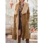 Women's Plush Lapel Fringe Long Coat