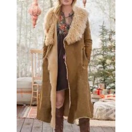 Women's Plush Lapel Fringe Long Coat