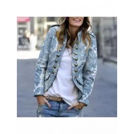 Fashion Print Long Sleeve Suit Cardigan