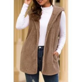 Casual Solid Color Hooded Vest