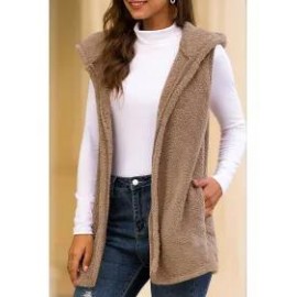 Casual Solid Color Hooded Vest
