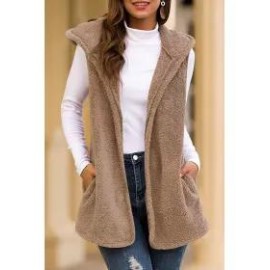 Casual Solid Color Hooded Vest