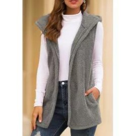 Casual Solid Color Hooded Vest