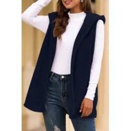 Casual Solid Color Hooded Vest