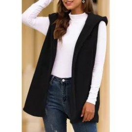 Casual Solid Color Hooded Vest