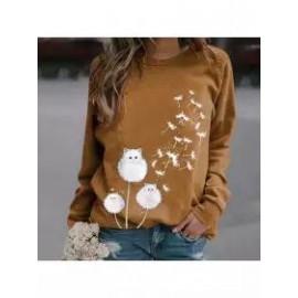 Women's Fashion Casual Cat Dandelion Sweater