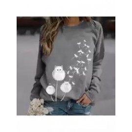 Women's Fashion Casual Cat Dandelion Sweater