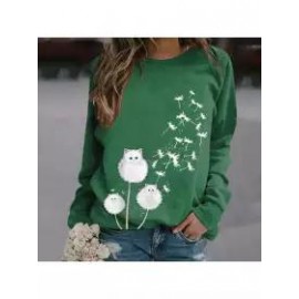 Women's Fashion Casual Cat Dandelion Sweater