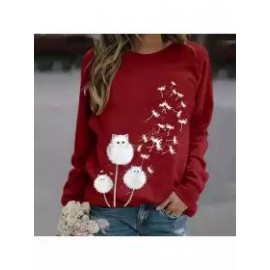 Women's Fashion Casual Cat Dandelion Sweater