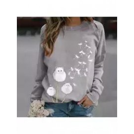 Women's Fashion Casual Cat Dandelion Sweater
