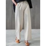Casual Loose Solid Color Elastic Waist Pants