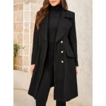 Women's Elegant Lapel Solid Color Mid-length Coat
