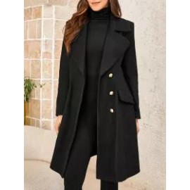 Women's Elegant Lapel Solid Color Mid-length Coat