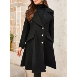 Women's Elegant Lapel Solid Color Mid-length Coat