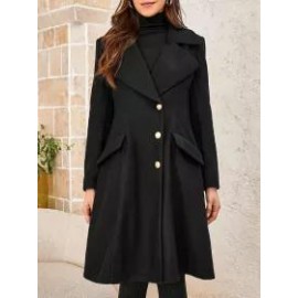 Women's Elegant Lapel Solid Color Mid-length Coat