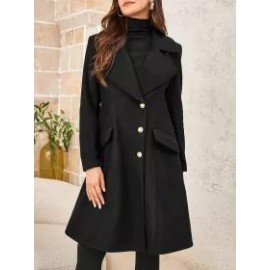Women's Elegant Lapel Solid Color Mid-length Coat