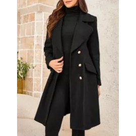 Women's Elegant Lapel Solid Color Mid-length Coat