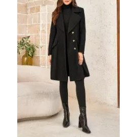 Women's Elegant Lapel Solid Color Mid-length Coat