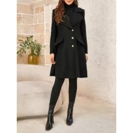 Women's Elegant Lapel Solid Color Mid-length Coat