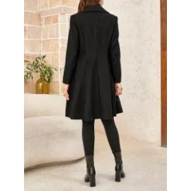 Women's Elegant Lapel Solid Color Mid-length Coat