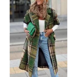 Colorful Plaid Print Coat Women