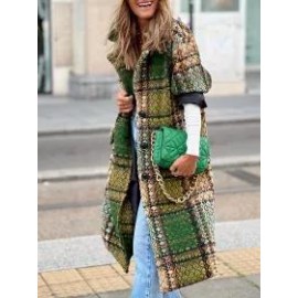 Colorful Plaid Print Coat Women