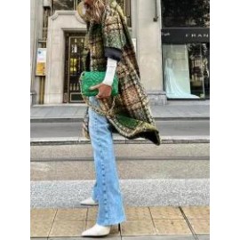 Colorful Plaid Print Coat Women