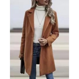 Casual Loose Solid Color Cardigan Woolen Coat