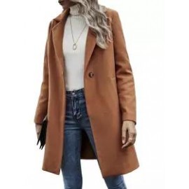 Casual Loose Solid Color Cardigan Woolen Coat
