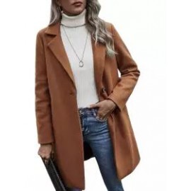 Casual Loose Solid Color Cardigan Woolen Coat