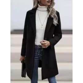 Casual Loose Solid Color Cardigan Woolen Coat